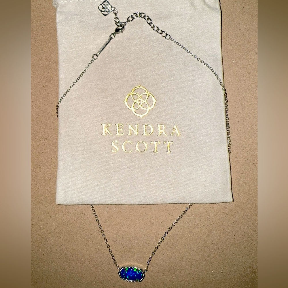 Kendra Scott Cobalt Blue Kyocera Opal Silver Elisa Necklace
